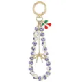 Chinese style blue and white porcelain ceramic beaded bracelet with golden bow and cherry - Cherry Bow Style 18