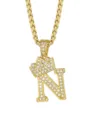 Collana con Pendente Lettera N Corona Dorata Stile Hip Hop Moda Uomo Gioielli Regalo - Stile Lettera N Corona / Oro