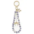 Chinese style blue and white porcelain ceramic bead bracelet with bow and gold metal charms. - Cherry Bow Style 19