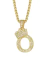 Collana con ciondolo lettera O ghiacciata stile hip hop con corona da uomo gioiello - Stile Lettera O Corona / Oro