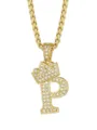 Collana con ciondolo lettera P corona oro hip hop strass collana iniziale per uomo - Stile Lettera P Corona / Oro