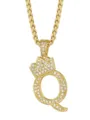 Elegante collana con ciondolo lettera Q dorata con corona per uomo in stile hip hop. - Stile Lettera Q Corona / Oro