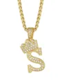 Collana con ciondolo lettera S hip hop con design a corona da uomo gioielli oro - Stile Lettera S Corona / Oro