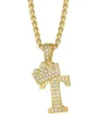 Collana con ciondolo lettera T corona colore oro hip hop uomo catena stile moda gioiello - Stile Lettera T Corona / Oro