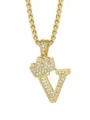 Collana Con Ciondolo Lettera V Corona Oro Stile Hip Hop Moda Per Uomo E Festa - Stile Lettera V Corona / Oro