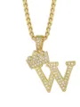 Collana con ciondolo lettera W hip hop dorata con corona e strass per moda uomo - Stile Lettera W Corona / Oro