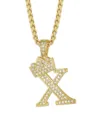 Collana con Pendente Lettera X Corona Oro Hip Hop Uomo Catena Grano Zircone Moda Gioielli - Stile Lettera X Corona / Oro