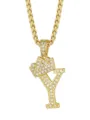 Collana con ciondolo lettera Y corona oro hip hop moda uomo gioielli catena stile - Stile Lettera Y Corona / Oro