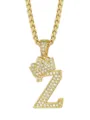 Collana con ciondolo lettera Z corona colore oro stile hip hop con catena grano uomo. - Stile Lettera Z Corona / Oro