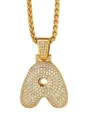 Collana con ciondolo placcato oro da uomo stile hip hop con zirconi cubici luminosi - Stile Lettera A / Oro