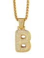 Collana con Pendente Lettera B Dorata Stile Hip Hop con Strass per Uomo Festa - Stile Lettera B / Oro