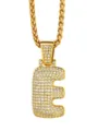 Collana con ciondolo lettera E colore oro uomo gioielli stile hip hop zirconi - Stile 2 - Lettera E con Corona Stile / Oro