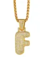 Collana Con Ciondolo Lettera F Oro Stile Hip Hop Choker Pave Zircone Per Uomo Moda - Stile 2 - Lettera F con Corona Stile / Oro