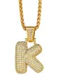 Collana con Pendente Lettera K Dorata Strass Luminosi Stile Hip Hop Uomo Gioielli Moda - Stile 2 - Lettera K con Corona Stile / Oro