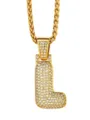 Collana con ciondolo lettera L color oro stile hip hop da uomo elegante gioiello regalo - Stile 2 - Lettera L con Corona Stile / Oro