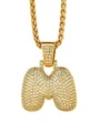 Collana con Ciondolo Lettera M Hip Hop da Uomo Colore Oro con Zirconi Cubici Luminosi - Stile 2 - Lettera M con Corona Stile / Oro