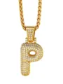 Collana con ciondolo con lettera P dorata e strass brillanti stile hip hop da uomo. - Stile Lettera P con Catena a Spiga / Oro