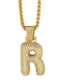 Collana con ciondolo lettera R dorata da uomo hip hop catena iniziale con strass gioielli - Stile Lettera R con Catena a Spiga / Oro