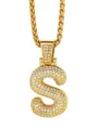 Moda Uomo Collana Pendente Lettera S Oro zircone Catena maglia Hip Hop Stile Variante - Stile Lettera S con Catena a Spiga / Oro