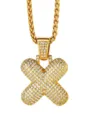Collana con ciondolo a croce hip-hop da uomo, gioiello dorato elegante e alla moda. - Stile Lettera X con Catena a Spiga / Oro