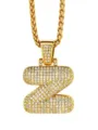 Collana con ciondolo lettera Z placcata in oro stile hip hop con strass per uomo. - Stile Lettera Z con Corona (Stile 2) / Oro