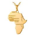 Gouden Afrika kaart hanger ketting voor heren modieuze statement sieraden ketting - Afrika Stadskaart Graveren (Goud)