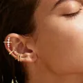 Gold-plated cartilage ear cuff set with sparkling cubic zirconia chain design for women. - Gold Hoop Chain Hoop Earring Set (Style 5)