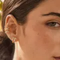 Gold layered ear cuff chain and hoop earrings set, elegant European style jewelry gift for women - Gold Crisscross Chain Double Hoop Earring Set (Style 6)