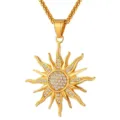 Collier pendentif soleil en cristal doré pour homme mode hip-hop bijou cadeau unique - Pendentif Solaire en Strass (Or)