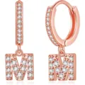 Orecchini a cerchio lettera M in oro rosa, gioielli con zirconi luminosi per donne. - Lettera A / Oro rosa
