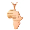 Roségoud Afrika kaart hanger ketting met gegraveerde steden, mode heren sieraden cadeau. - Afrika Stadskaart Graveren (Roségoud)