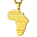 Gouden Afrika kaart hanger ketting voor heren trendy etnische sieraden accessoires cadeau - Afrika Kaart Tribale Snijwerk (Goud)