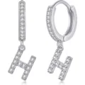 Orecchini a cerchio lettera H in argento con zirconi splendenti, gioielli eleganti donna. - Lettera A / Colore acciaio