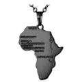 Zwarte roestvrij staal Afrika kaart hanger ketting voor heren hiphop mode sieraden - Afrika Stadskaart Graveren (Zwart)