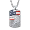 Heren Amerikaanse Adelaar Dog Tag Hanger Ketting Strass Roestvrij Staal Sieraden - Adelaar Vlag Strass Dog Tag (Goud)
