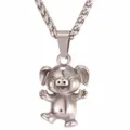 Zilverkleurige schattige tekenfilm varken hanger ketting, stijlvolle RVS mode sieraden. - Cartoon Varken Hanger (Zilver)