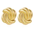 Elegant gold twisted knot stud earrings for women, chic metallic swirl jewelry gift for her. - Three-Dimensional Curled Intertwined Knot Style (7732) / Gold