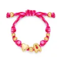 Roze Geweven Armband met Letter A Hanger Gouden Kralen Verstelbare Vriendschap Sieraden - Letter A