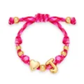 Roze gevlochten armband met gouden letter J en hart bedel voor dames trendy mode sieraden - Letter J