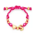 Roze geweven bedelarmband met gouden S letter en hartkraaltjes voor de vrouwen mode - S