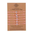 Pink 7 Knot Evil Eye Woven Bracelet Card Mounted Friendship Lucky Jewelry Gift For Women - Pink Evil Eye (ZJ11938) / Regular