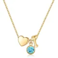 Collier cœur pierre de naissance lettre I dorée, bijou de mode quotidien élégant. - Lettre R / Pierre de Naissance de Mars / Or