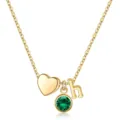 Collier lettre h en or avec pendentif cœur et pierre de naissance verte pour femme. - Lettre H / May Birthstone / Or