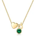 Collier pendentif lettre cœur plaqué or et pierre de naissance verte pour femme mode. - Lettre J / May Birthstone / Or