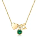 Collier lettre U en or avec pendentif pierre de naissance verte bijoux tendance femme - Lettre U / May Birthstone / Or