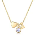 Collier pendentif lettre d en or avec cœur et pierre de naissance violette femme. - Lettre D / Pierre de Naissance de Juin / Or