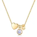 Collier lettre E doré avec cœur et pendentif pierre de naissance violette, jolie chaîne. - Lettre E / Pierre de Naissance de Juin / Or