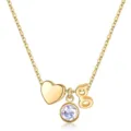 Collier initial doré avec pendentif cœur et pierre de naissance violette bijou femme - Lettre G / Pierre de Naissance de Juin / Or