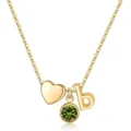 Collier lettre b initiale or avec pendentif coeur et pierre de naissance verte. - Lettre B / Pierre de Naissance d'Août / Or