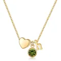 Collier dore lettre h avec pendentif coeur et pierre de naissance verte pour femmes. - Lettre H / Pierre de Naissance d'Août / Or
